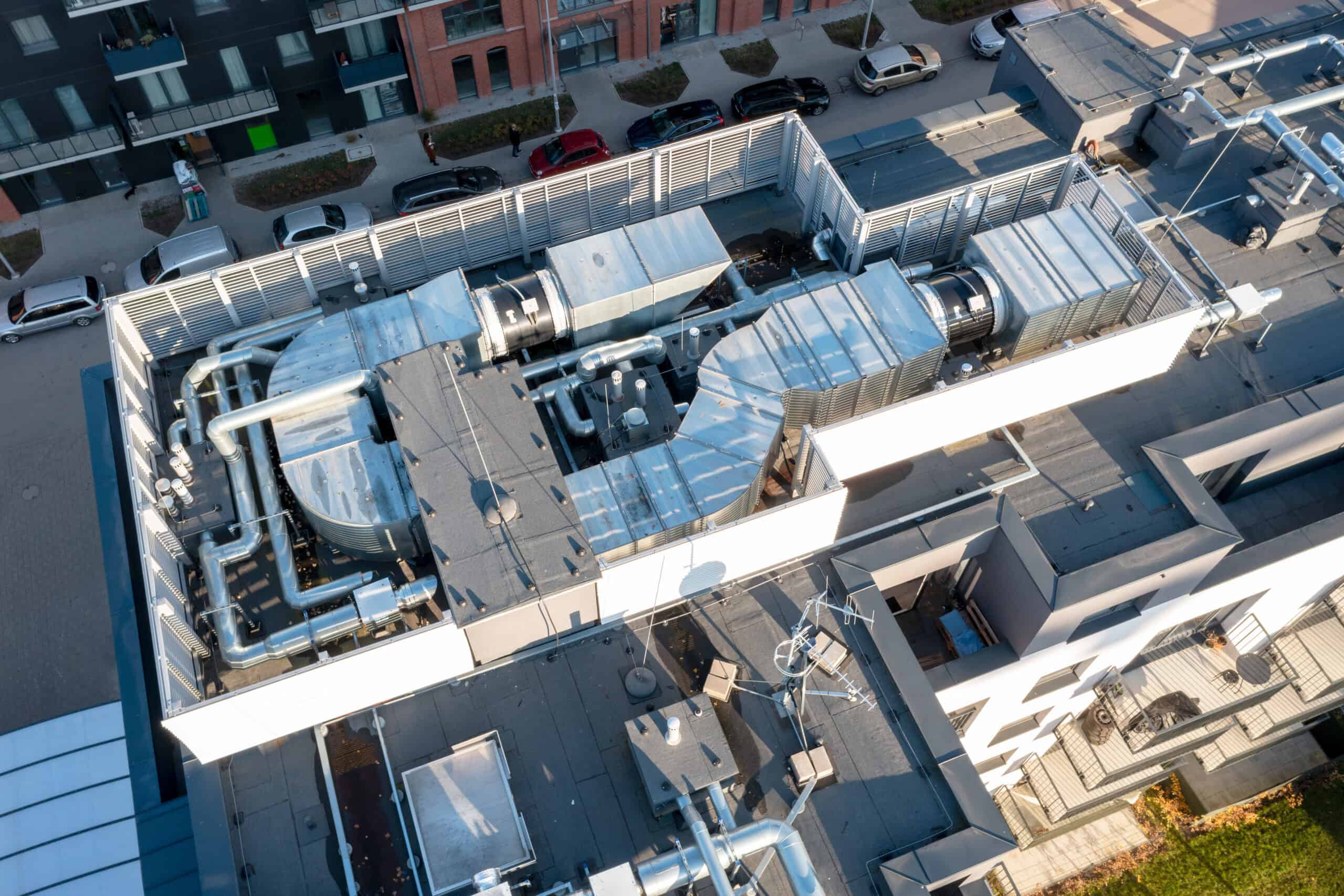 An overhead look at a commercial HVAC environment.