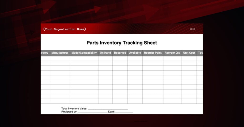 parts inventory template in word, pdf, google docs -... Parts Inventory Spreadsheet Template (Excel, PDF, Word Downloads) - MSI ...