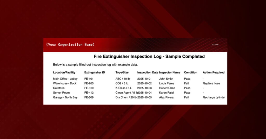 Scdes Insection Log Free Fire Extinguisher Inspection Log Template (Excel, PDF, Word ...