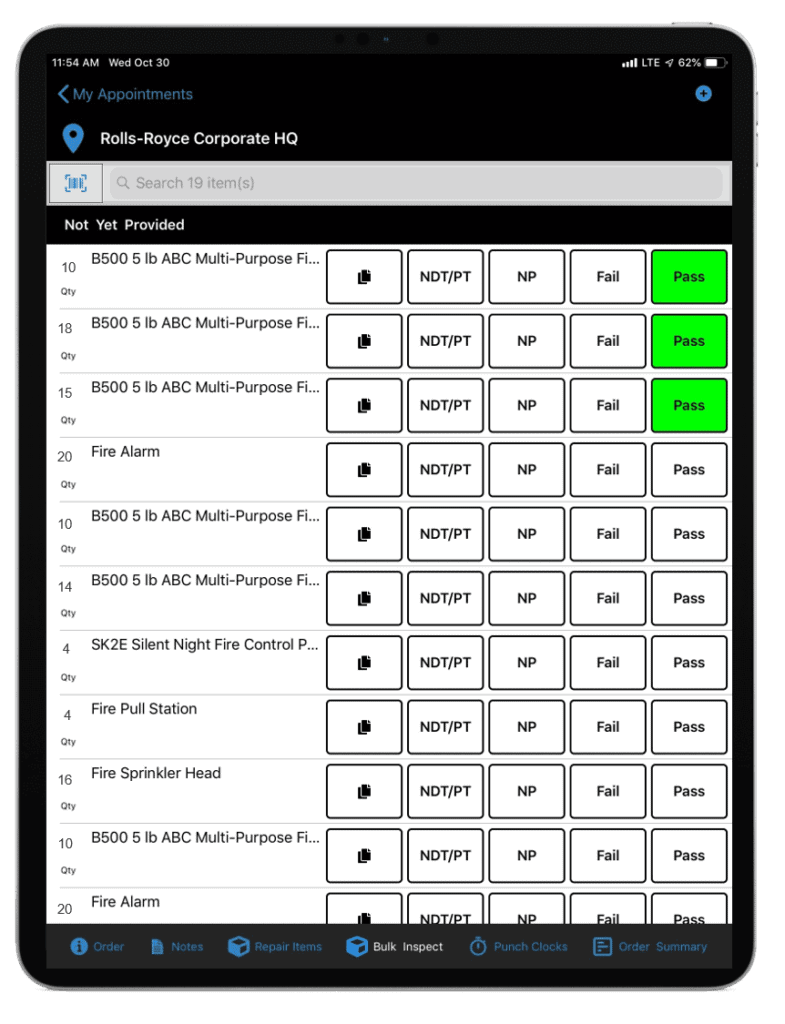 MSI Service Pro Bulk Inspect for high-volume inspection field service organizations