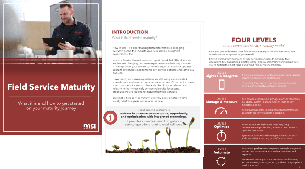 Guide to field service maturity from the field service experts at MSI Data