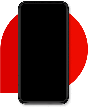 iPhone overlayed on top of red speech bubble.