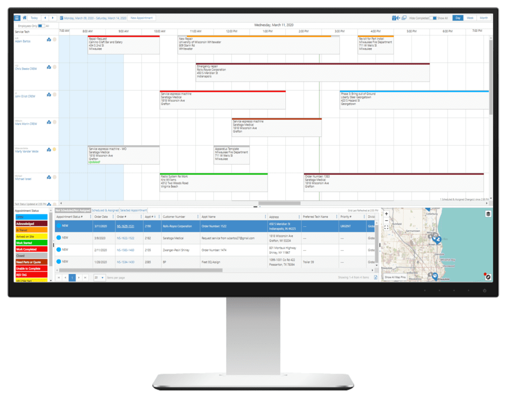 MSI's Service Pro visual scheduler for field service organizations