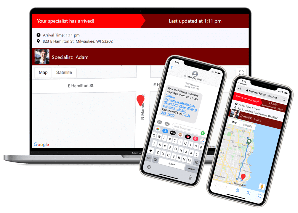 Automated appointment communications by email and text with MSI's Service Pro Tech Tracker