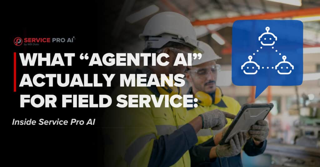 Service Pro AI's three live agents, Job, Asset, and Appointment, working across the full field service job cycle.
