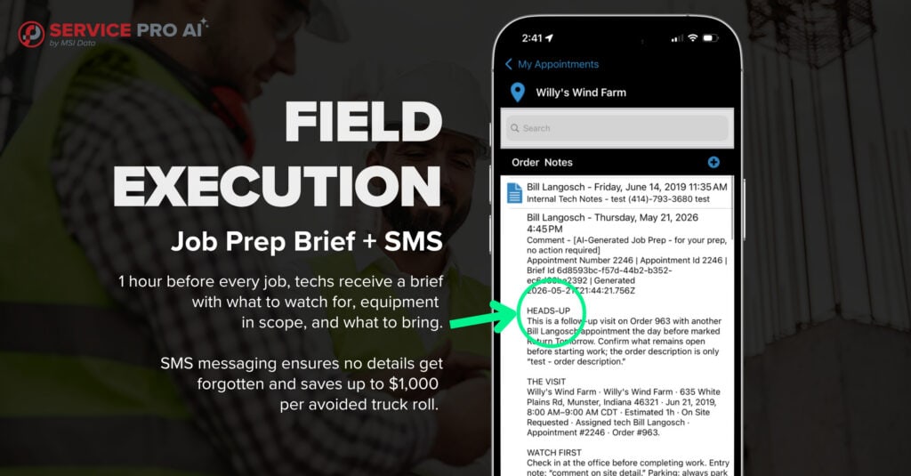 Service Pro AI Field Execution with Job Prep Brief