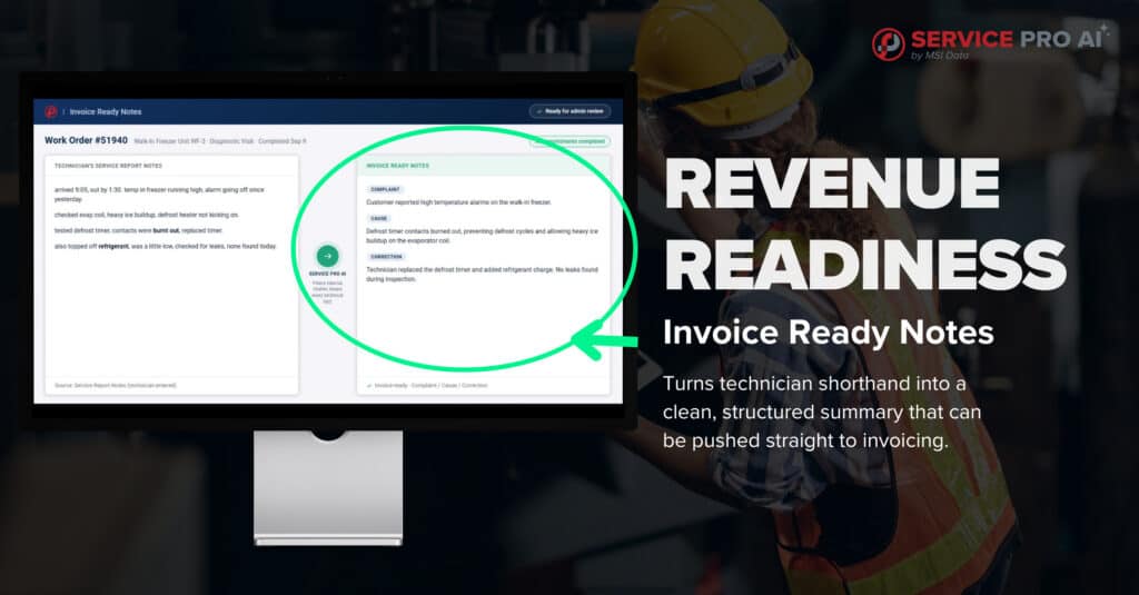 Revenue Readiness in Service Pro AI, Invoice Ready Notes