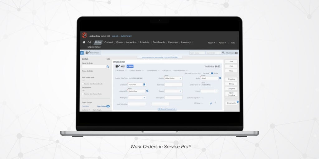 Work Order Management in Service Pro