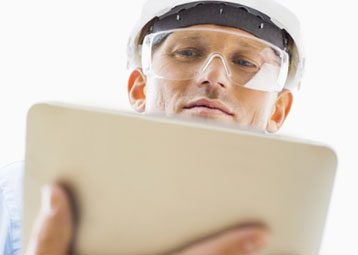 preventative maintenance technician visit with tablet