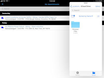 Technician can multitask with apps on iPhone or iPad